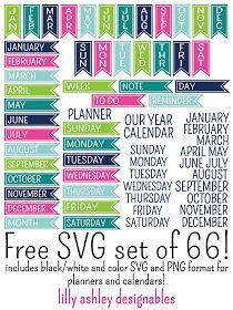 the free svg set of 60 days of school calendars for kids and adults