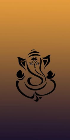 an image of the god ganesha in black and orange colors on a brown background