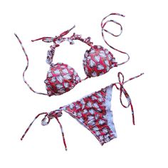 Product Description: Brand: Rita Rosa Color: White Print: Red Cajun Style: Two Piece Swimwear Top style: Ruffled-Tie Straps Bottom style: Tie Straps Cheeky-Thong-Moderate Coverage-Accentuates Your Curves Collection: Women’s Collection Summer 2022 Composition: 96% POLYAMIDE 4% ELASTANE Washing Instructions: Hand Wash in Cold Water, Do Not Iron, Do Not Bleach, Do Not Tumble Dry, Do Not Spin Dry, and Avoid Rough Surfaces. Size: Medium, Large Origin: Made in Brazil Product Benefit: Make a splash wit Red Stretch Festival Swimwear, Red Floral Print Triangle Top Swimwear, Red Printed Triangle Top Swimwear, Red Stretch Swimwear With Floral Print, Red Bohemian Printed Swimwear, Bohemian Red Printed Swimwear, Two Piece Swimwear, Ruffles Fashion, Made In Brazil