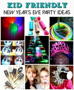 a collage of photos with the words new year's eve party ideas