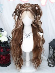 Wig With Curtain Bangs, Subtle Highlights, Cosplay Hair, Mermaid Makeup, Hair Up Styles, Brown Hair With Highlights, Children Book