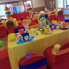 there is a table set up for a children's birthday party