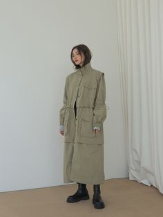 2023 Fw, Park Sora, Girls Closet, Asian Style, What I Wore, Military Jacket, Trench Coat, Fashion Branding