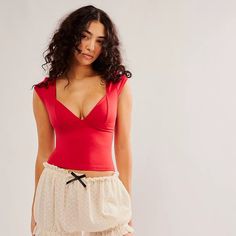 Nwot Free People Red Top Never Worn Free People Duo Corset, Duo Corset Cami, Red Top, Free People Tops, Free People, Womens Tops, Red, Women Shopping, Color