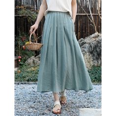 Z-283-02 High Waist Non-stretch Summer Skirt, Casual Solid Color Pleated Skirt For Fall, High Waist Solid Color Cotton Skirt, High-waist Solid Color Cotton Skirt, High Waist Cotton Skirt In Solid Color, High Waist Baggy Skirt For Spring, Spring High Waist Relaxed Fit Skirt, Casual High Waist Skirt For Spring, Spring High Waist Skirt With Relaxed Fit