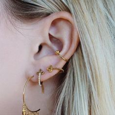 Luv AJ | Aj Gold Baroque Earrings Baroque Earrings, Cross Earrings Studs, Gold Baroque, Luv Aj, Casual Earrings, Silver Ear Cuff, Tiny Diamond, Cross Jewelry, Religious Jewelry