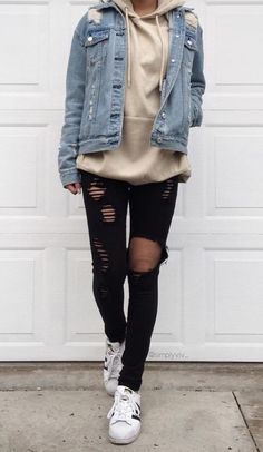 Pakaian Hipster, Fall Outfits For Teen Girls, Teenage Outfits, Jean Jacket Outfits, Hipster Outfits, Cute Spring Outfits, Tomboy Outfits, Tomboy Style Outfits, Teenager Outfits