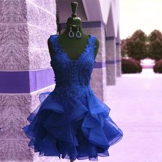 Elegant Lace Appliques Organza Ruffles Homecoming Dresses ShortElegant Lace Appliques Organza Ruffles Homecoming Dresses Short Blue Tiered Ruffle Dress For Party, Blue Ruffled Skirt Dress For Prom, Blue Ruffled Dress For Wedding, Elegant Blue Dress With Ruffled Skirt, Royal Blue Ruffled Dress For Wedding, Formal Blue Ruffled Dress, Blue Ruffled Dresses For Formal Occasions, Royal Blue Ruffled Evening Dress, Blue Wedding Dress With Ruffle Hem