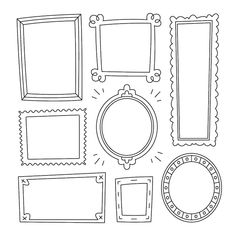 a set of hand drawn frames and stamps for photos or text on white background illustration