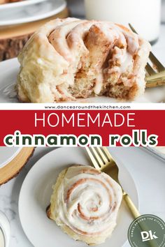 homemade cinnamon rolls with frosting on top