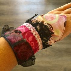 Victorian Cottagecore, Fabric Cuff Bracelet, Fluorite Bracelet, Pink Victorian, Lovers Bracelet, Upcycled Fabric, Aquamarine Bracelet, Beaded Cuff Bracelet, Fabric Cuff