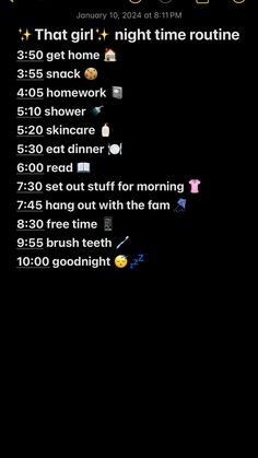 A night routine for ✨that girl✨ Night Routine For Teens, Aesthetic Night Routine For School, Good Night Routine, It Girl Night Routine, That Girl Routine School, Clean Girl Night Routine, Nightly Routine, Night Routine List