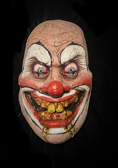 Full latex half mask of a demented clown. With bulging eyes and a drooling grin will guarantee screams!  Vision slits are hidden in the eye area Evil Clown Mask, Scary Clown Mask, Bulging Eyes, Evil Clown, Clown Mask, Horror Makeup, Half Mask, Costume Masks, Evil Clowns