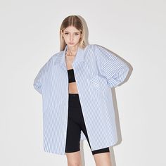 Male Model is 182cm 62kg wearing Size MFemale Model is 173cm 45kg wearing Size M Blue Tops With Pockets For Daywear, Long Sleeved Shirt, Striped Long Sleeve Shirt, Shirt Sale, Striped Long Sleeve, Male Model, Long Sleeve Shirts, Stripes, Models