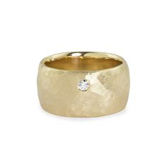 14k yellow gold RAMA wide hammered band ring with white diamond 14k Gold Wide Band Ring, Wide Band Diamond Rings, Wide Wedding Bands, Open Cuff Bracelet, Wide Band Ring, Hammered Band, Wide Band Rings, Wide Bands, White Rose Gold