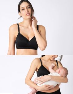 #blackbra #nursingbra #maternitybra #tshirtbra #hospitalbag Black Bra Crop Top, Maternity Dungarees, Bra Cake, Maternity Nursing Dress, Maternity Lingerie, Into The Night, Nursing Dress