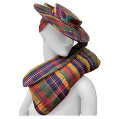 1940s Matching Madras Rayon Plaid Taffeta Brimmed Tilt Hat & Oversized Handbag Set: Clutch gathered handbag and banded back ensemble to add a punch to your ensemble. Handbag is soft construction with a snap closure. One size fits all. Leopard Print Hat, Oversized Handbags, Madras Plaid, One Size Fits All, Accessories Hats, Leopard Print, Fashion Accessories, Plaid, Handbags