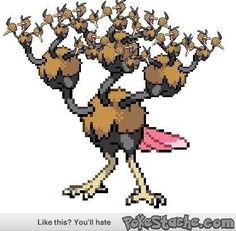 an image of a bird with many birds on it's head and arms in the air