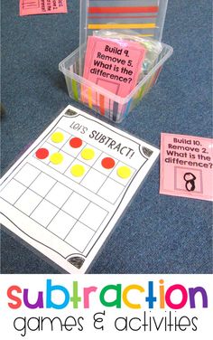 subtraction games and activities for kids to practice subtraction in the classroom