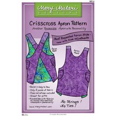 the crisscross apron pattern is shown in purple and green