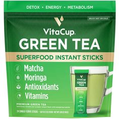 Vitacup Green Tea Instant Sticks - 24ct : Target Cold Green Tea, Slim Coffee, Ceremonial Grade Matcha, Instant Tea, Vitamins For Energy, Healthy Teas, B Vitamins, Keto Paleo, Paleo Vegan