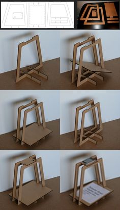 four different views of an object made out of cardboard