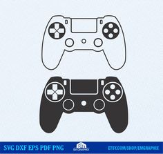 a black and white image of a video game controller with the text svg dxf