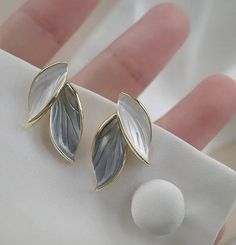 Add a touch of elegance with these simple stud earrings. Elegant Leaf-shaped Earrings, Elegant White Leaf-shaped Earrings, Simple Stud Earrings, Earrings Elegant, Blue Leaves, Elegant Earrings, Jewelry Earrings Studs, Etsy Earrings, Pear