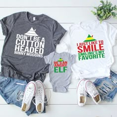 Christmas Elf Movie, Christmas Shirts Elf, Mommy And Me Christmas, Elf Shirts, Cotton Headed Ninny Muggins, Movie Christmas, Christmas Pj, Elf Shirt, Elf Movie