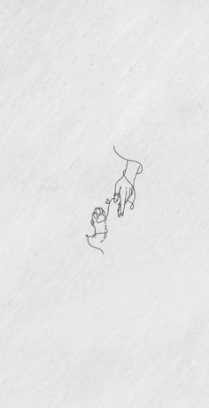 a drawing of a dog and its owner walking in the snow with one hand on his head