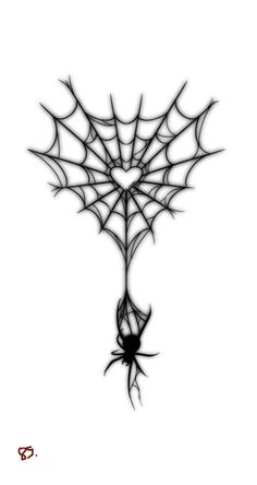 a black and white drawing of a spider web