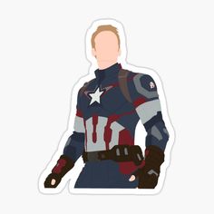 captain america sticker with the avengers symbol on it's chest and hands in his pockets