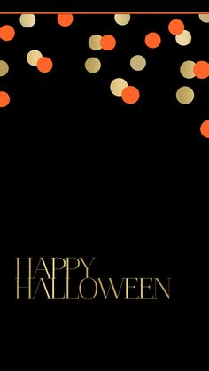 a black and gold happy halloween card with confetti