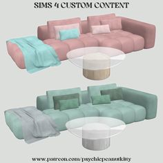 an image of a couch and table with pillows on it for the sims 4 custom content