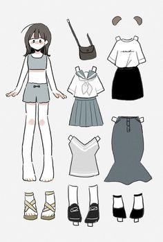 paper doll with clothes and shoes