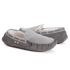 Classic and comfortable, MUK LUKS Men's Everett Moccasin Slippers are great for casual style. Plush foam insoles offer a relaxing feel while wool blended with faux fur lining keeps toes warm all season long. Wipe with Damp Cloth. Do Not Bleach. Dry Flat. Imported. Indoor/Outdoor TPR Sole 80% Polyester, 20% Wool Insole 100% Leather Upper-80% Polyester, 20% Wool Lining Foam Insole Men's Whole Sizes 9-13 Multiple Color Options Available Mens Suede Slippers, Cabin Socks, Summer Clearance Sale, Summer Sock, Moccasin Slippers, Suede Slippers, Summer Slippers, Kids Slippers, Moccasins Slippers