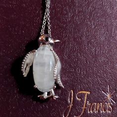 New With Box! 18" Silver Chain 1" Penguin Pendent W/ White Stone Belly Make Great Gift! White Pendant Charm Necklace For Formal Occasions, Formal White Pendant Charm Necklace, White Necklace With Lobster Clasp And Round Pendant, White Round Pendant Necklace With Lobster Clasp, White Necklace With Round Pendant And Lobster Clasp, Sterling Silver White Crystal Necklace Gift, White Sterling Silver Crystal Necklace For Gift, White Sterling Silver Crystal Necklace As Gift, White Gold Crystal Necklace Gift