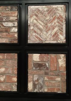 four windows with different brick patterns on them