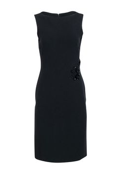 Look stylish and stay cool in this stunning Celine black sleeveless dress with eye-catching side embellishment. Perfect for a night out or a holiday event, show off your style with a pair of silver shoes and matching clutch! Get ready to party all night long! Size 6 (FR 38) Fabric contents unknown Invisible back zipper Sleeveless Side embellishment Bust 32" Waist 30" Shoulder to hem 40" Elegant Black Sleeveless Dress For Gala, Elegant Sleeveless Sheath Dress For Night Out, Dressy Sheath Sleeveless Evening Dress, Glamorous Knee-length Sleeveless Evening Dress, Embellished Sleeveless Midi Dress For Gala, Elegant Embellished Fitted Sleeveless Dress, Glamorous Embellished Sleeveless Evening Dress, Chic Embellished Sleeveless Evening Dress, Chic Sleeveless Embellished Midi Dress