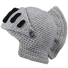 a knitted hat with buttons on it