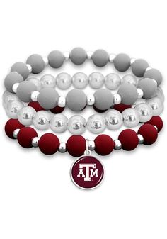 Accessorize your Aggies game day style with this Texas A&M Aggies Amanda Stacked Womens Bracelet. This Womens Bracelet features a three team color bracelets with team logo charm. Red Team Spirit Bracelets For Sports Events, Sporty Red Jewelry For Game Day, Womens Bracelet, Texas A&m, Houston Texans, Colorful Bracelets, Team Colors, Accessories Bracelets, Graduation Gifts