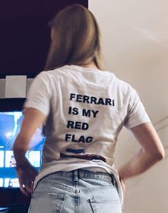 Ferrari Is My Red Flag, Ferrari Shirt Outfit, Formula 1 Girls, F1 Girl, Ferrari Girl, Forza Ferrari, Ferrari Red, Red Flag, Star Girl