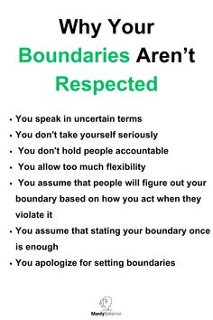 Key reasons why people don’t respect your boundaries, including unclear communication, lack of accountability, and apologizing for setting limits. Boundaries Activities, Respect Your Boundaries, Human Behavior Psychology, Logic And Critical Thinking, Subconscious Mind Power, Self Help Skills, Narcissism Quotes, Meaningful Love Quotes, Mental Health Facts