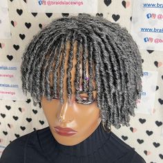 Ready to ship. Short Faux Locs Wig Dreadlock Synthetic Afro Twist Braided Wigs For Black Women  The wig look so natural nobody will know you are wearing a wig.  Fits very snugly and very lightweight.  Perfect for the summer weather. Wig Color: Gray Cap Size: One size Lace Type/Color: No lace Free shipping to USA Afro Twist Braid, Afro Twist, Textured Curly Hair, Braids Wig, Hair Affair, Goddess Braids, Faux Locs, Wigs For Black Women, Twist Braids