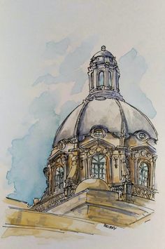 a drawing of a dome on top of a building