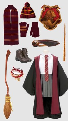 harry potter costume and accessories including boots, scarves, hat, scarf, wand