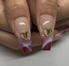 Red Aura Nails, Nails Dark Skin, Beige Nails Design, Red Aura, Heart Nail, Grunge Nails, Cute Acrylic Nail Designs