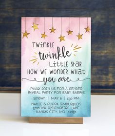 a card that says twinkle little star how we wonder what you are on the front