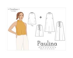 the sewing pattern is shown for this top and pants