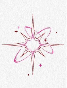 a drawing of a star with pink ink on white paper